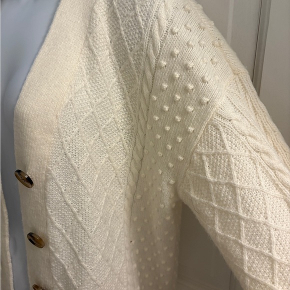 Final Price ** Cream Cable Knit Cardigan Sweater - Picture 3 of 4